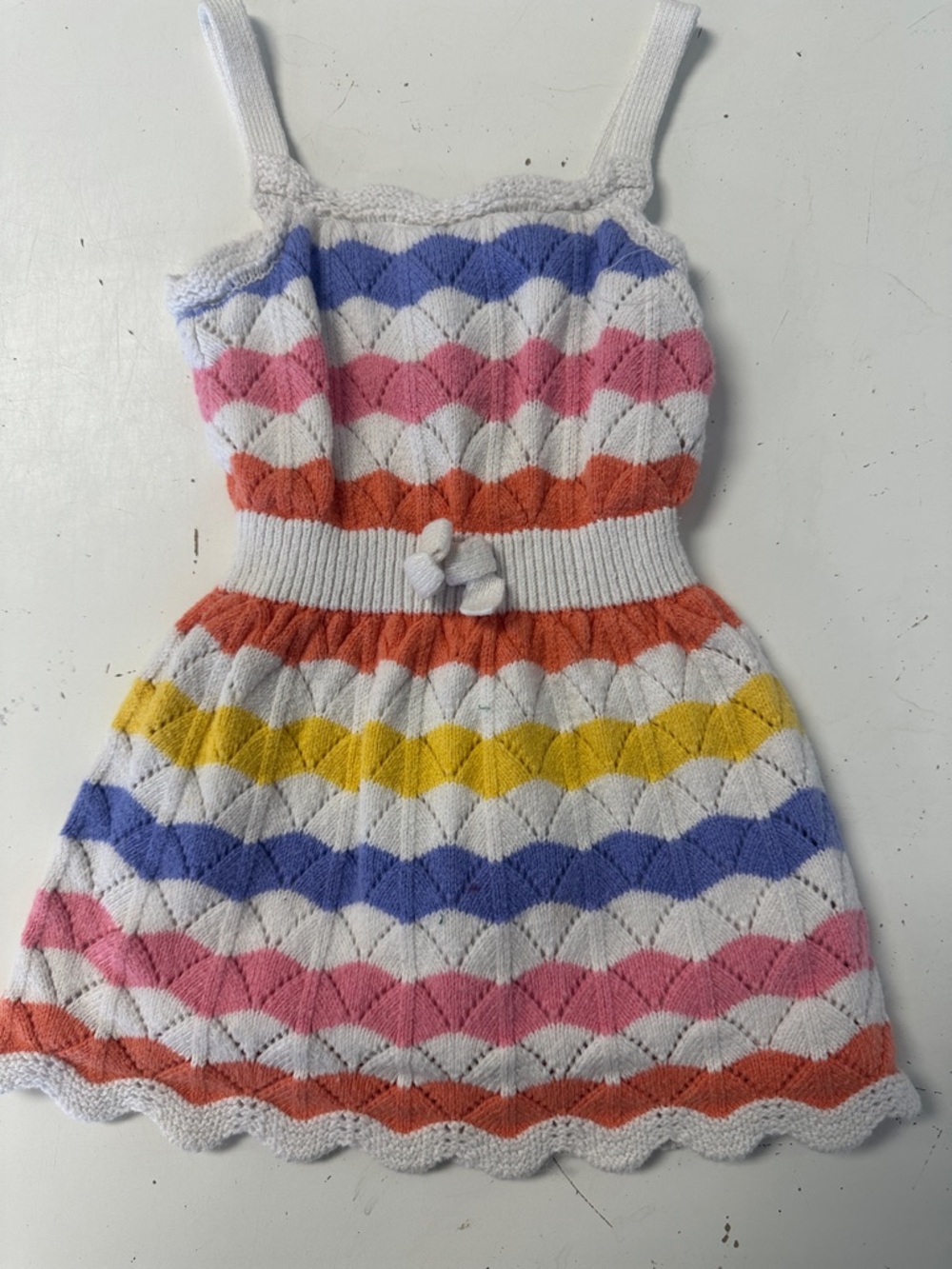 Janie and Jack Crochet Sweater Scalloped Sunrise Pink Dress